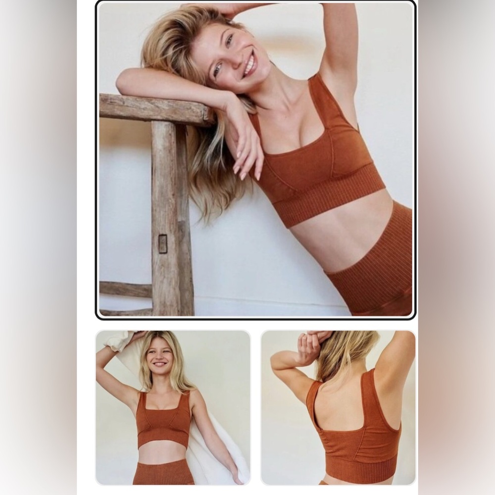 Free People Movement Good Karma Maple Nectar Square Neck Sports Bra XS/S